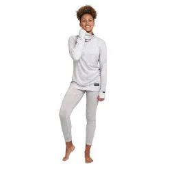 Oyuki Hitatech Thermal Funnel Neck Longsleeve - Womens -Snowboard Pants Sales Baselayer HITATECHFUNNELNECK WOMENS WhiteGeo full HERO